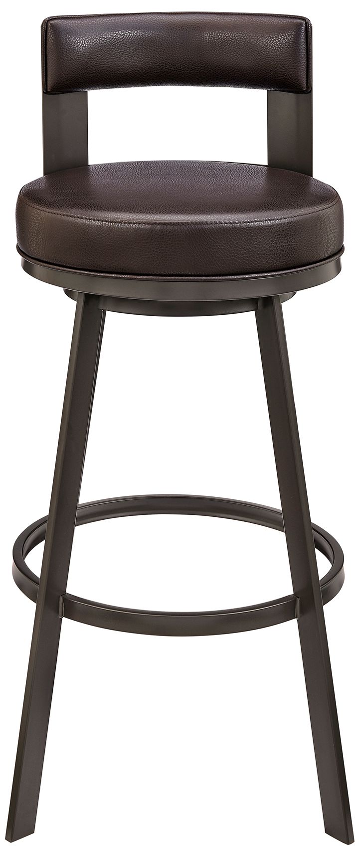 Image 2 Lynof 30 in. Swivel Barstool in Brown Finish with Brown Faux Leather more views