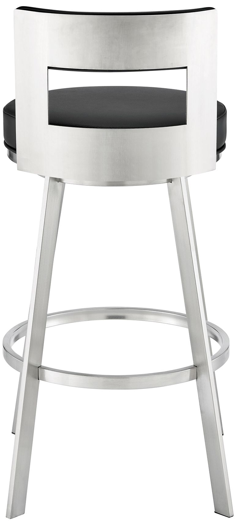 Image 5 Lynof 30 in. Swivel Barstool in Stainless Steel, Black Faux Leather more views