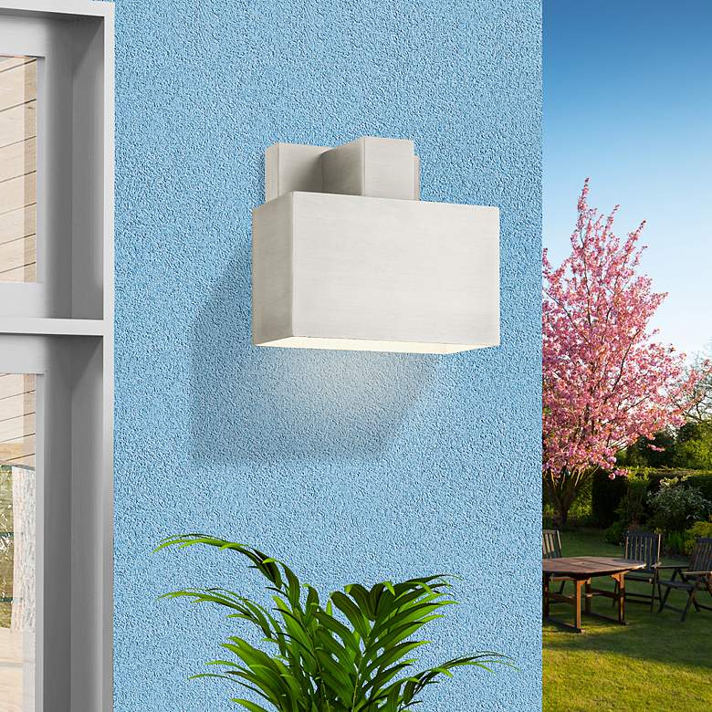 Image 1 Lynx 1 Light Brushed Nickel Outdoor ADA Wall Sconce