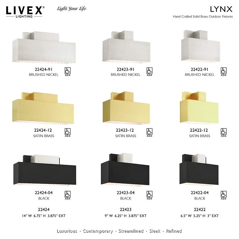 Image 3 Lynx 1 Light Brushed Nickel Outdoor ADA Wall Sconce more views
