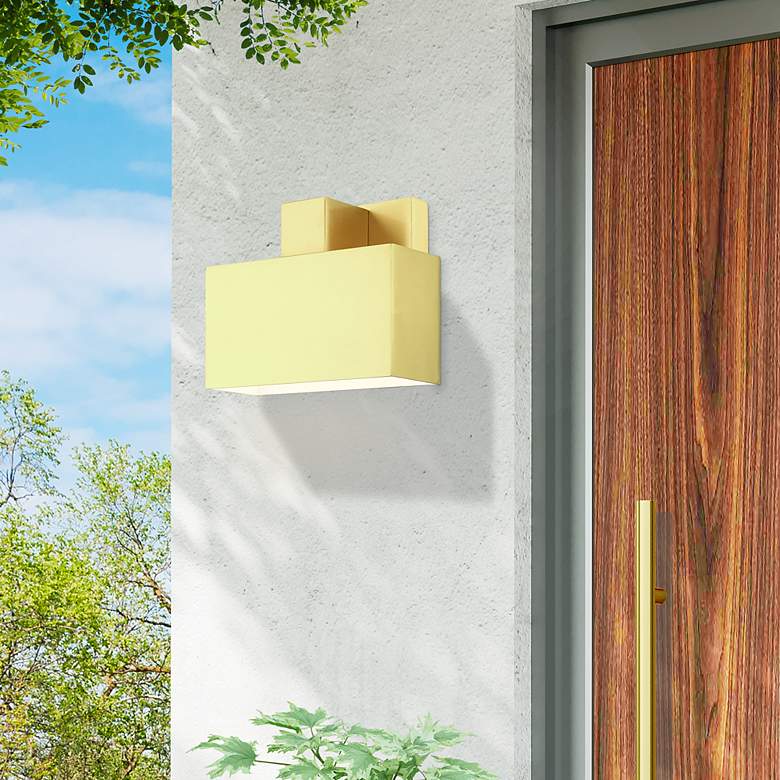 Image 1 Lynx 1 Light Satin Brass Outdoor ADA Wall Sconce