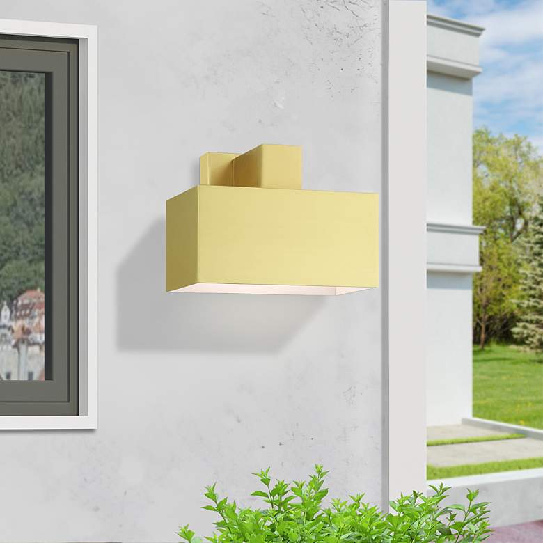 Image 1 Lynx 1 Light Satin Brass Outdoor ADA Wall Sconce