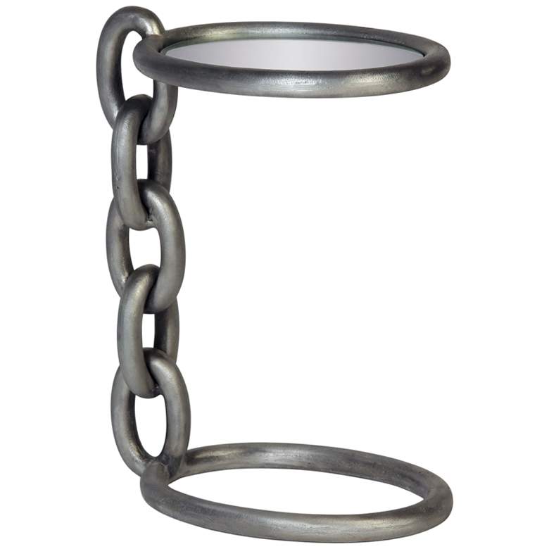 Image 1 Lynx 17 1/2 inch Wide Pewter Aluminum Stacked Chain Accent Table