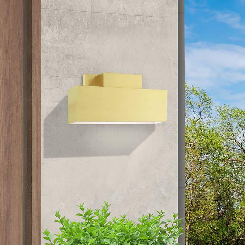 Image 1 Lynx 2 Light Satin Brass Outdoor ADA Wall Sconce