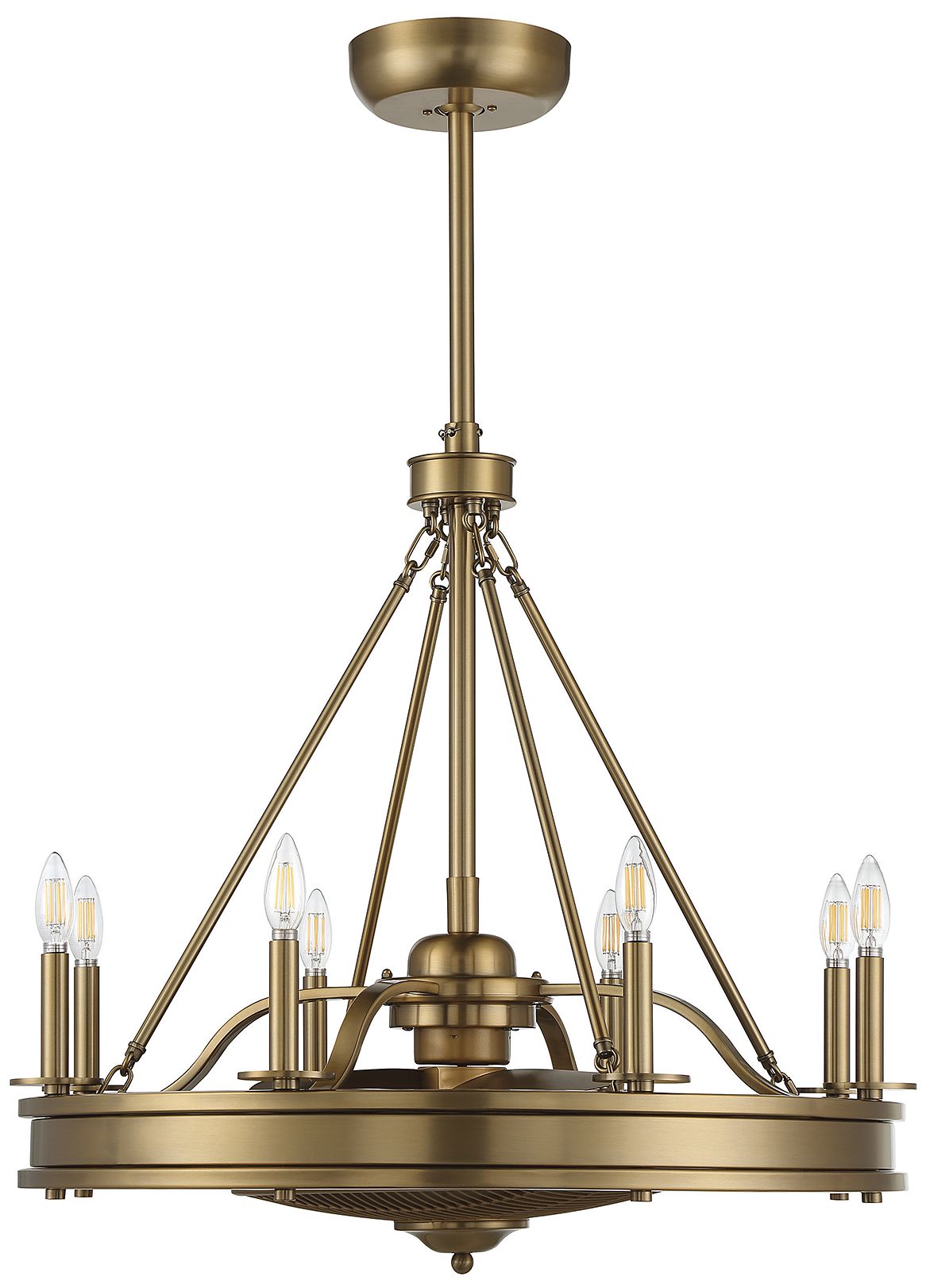 Image 2 Lyon 8-Light Fan D'Lier in Warm Brass (Fandelier) more views