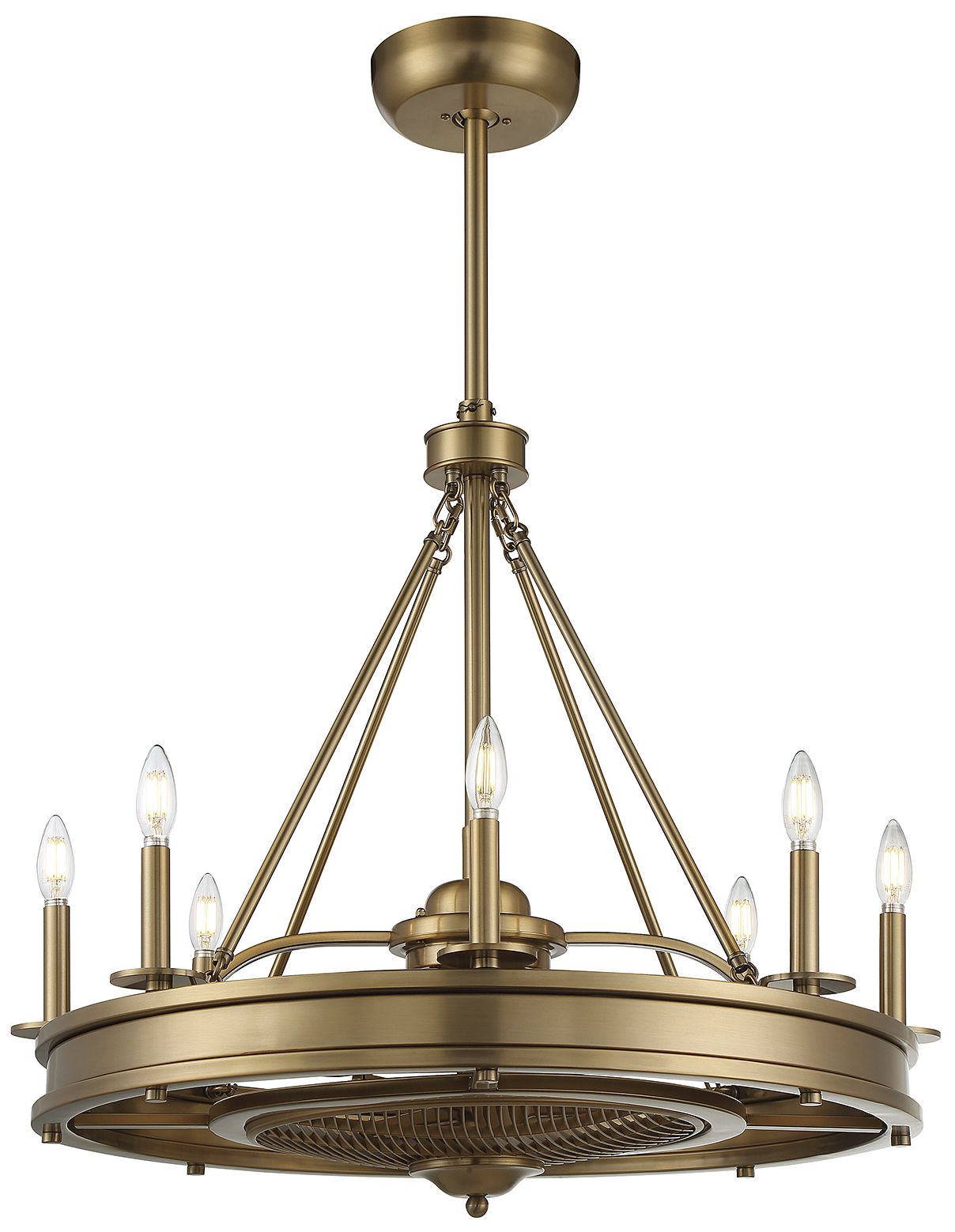 Image 5 Lyon 8-Light Fan D'Lier in Warm Brass (Fandelier) more views