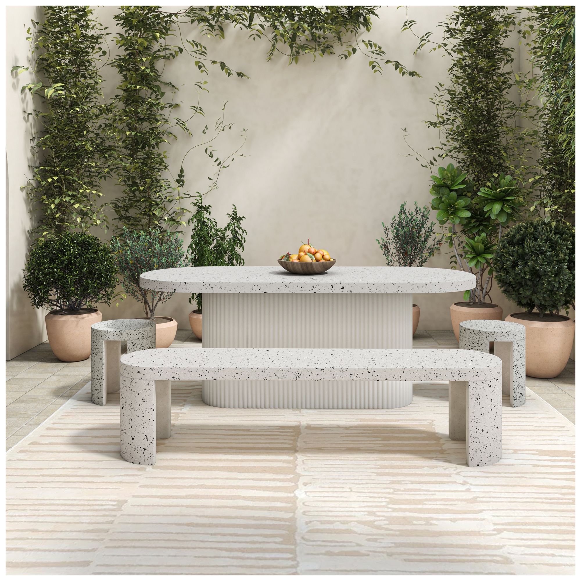 Image 6 Lyon Outdoor Stool White Terrazzo more views