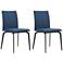 Lyon Set of 2 Dining Chairs in Blue Fabric, Plywood, and Metal