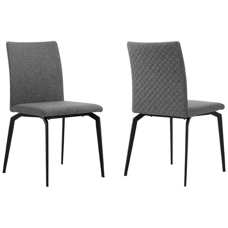 Image 1 Lyon Set of 2 Dining Chairs in Gray Fabric and Metal