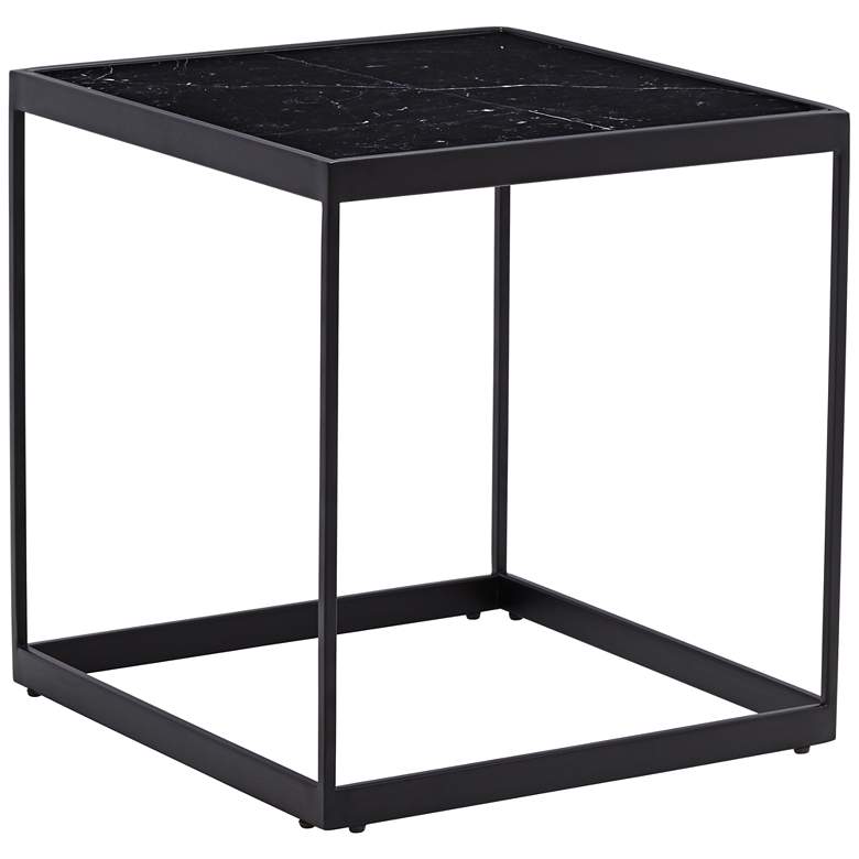 Image 1 Lyou 19 inch High Black Marble Square End Table