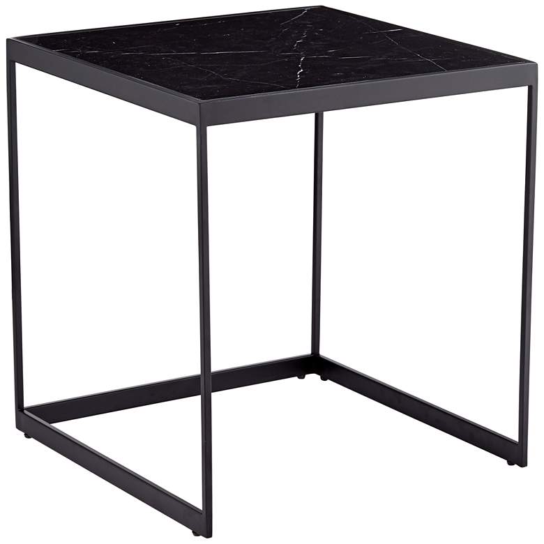 Image 1 Lyou 21 inch High Black Marble Square End Table