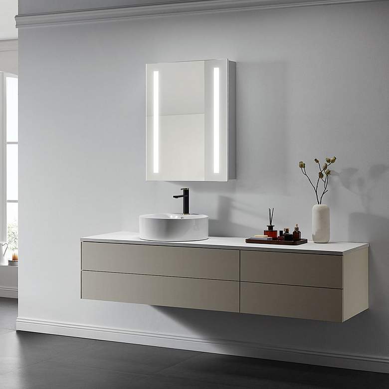 Image 1 Lyra 24 inch x 32 inch LED Lighted Cabinet Vanity Wall Mirror