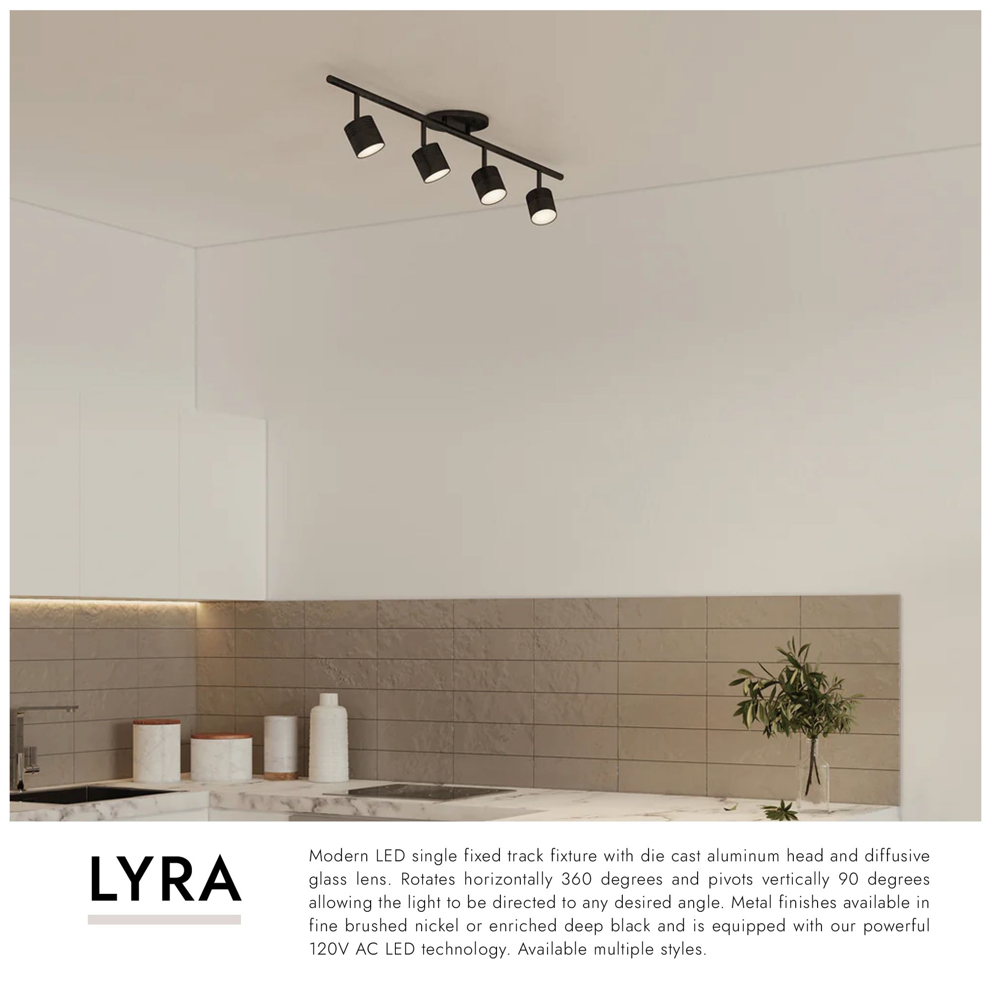 Image 3 Lyra 4-Light Brushed Nickel LED Track Fixture more views