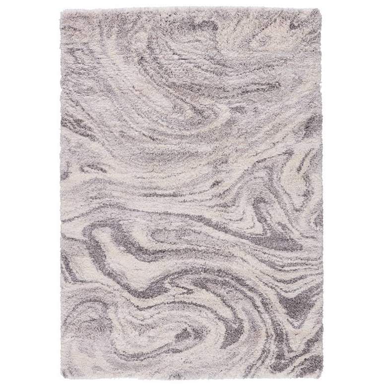 Image 1 Lyra Crescendo KYR06 5&#39;3 inchx7&#39;7 inch Gray Ivory Shag Area Rug