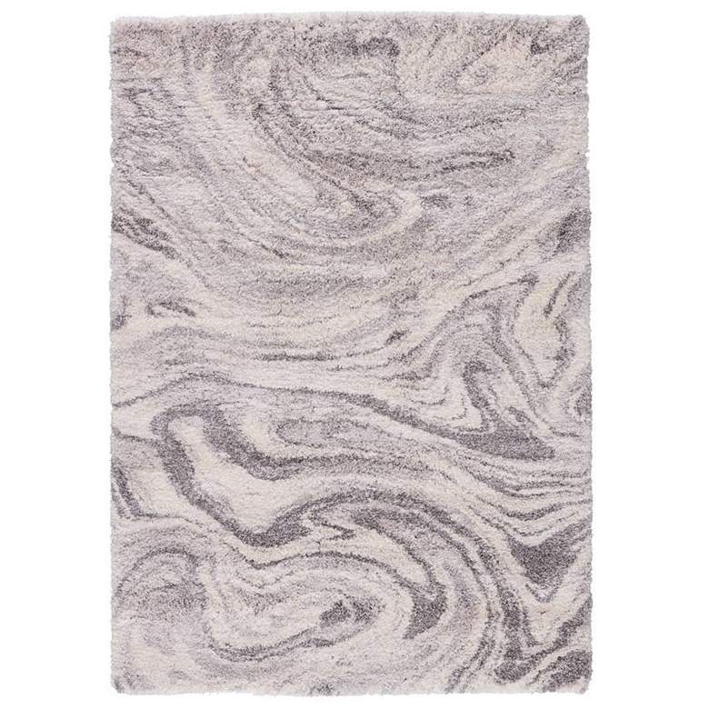 Image 1 Lyra Crescendo KYR06 5'3"x7'7" Gray Ivory Shag Area Rug