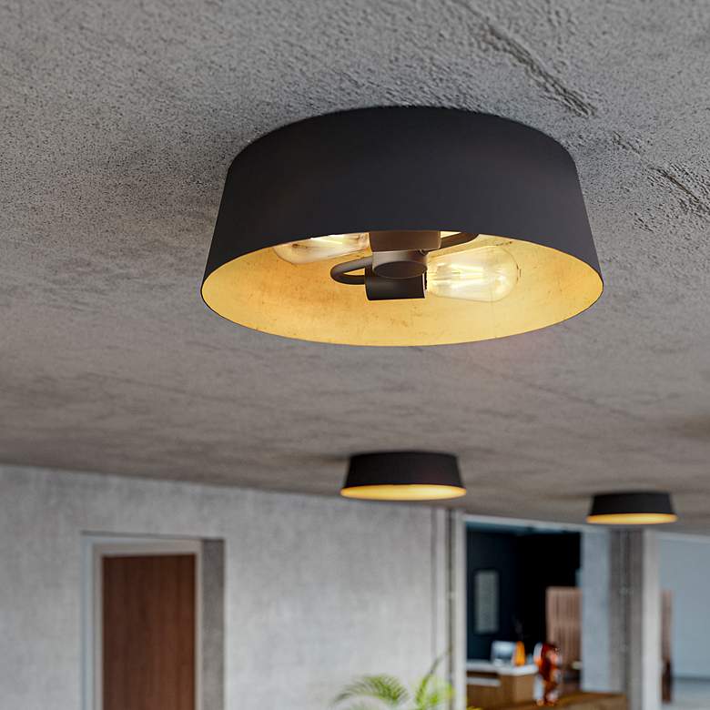 Image 5 Lyric 14" Wide Black and Gold 2-Light Ceiling Light more views