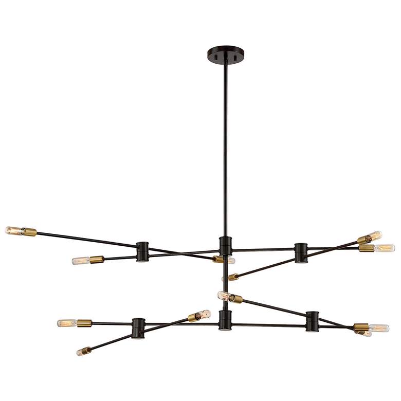 Image 1 Lyrique 12-Light Chandelier in Bronze with Brass Accents