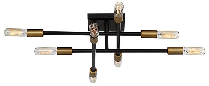 Image 3 Lyrique 8-Light Ceiling Light in Bronze with Brass Accents