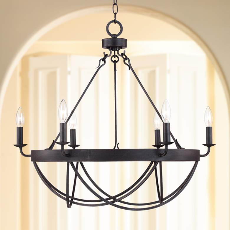 Image 1 Lyster Square 28" Wide Oil-Rubbed Bronze Chandelier