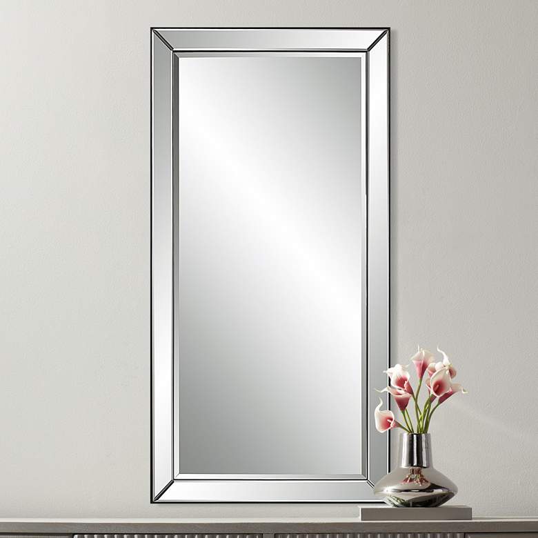 Image 1 Lytton Slim Black 24 inch x 48 inch Rectangular Wall Mirror