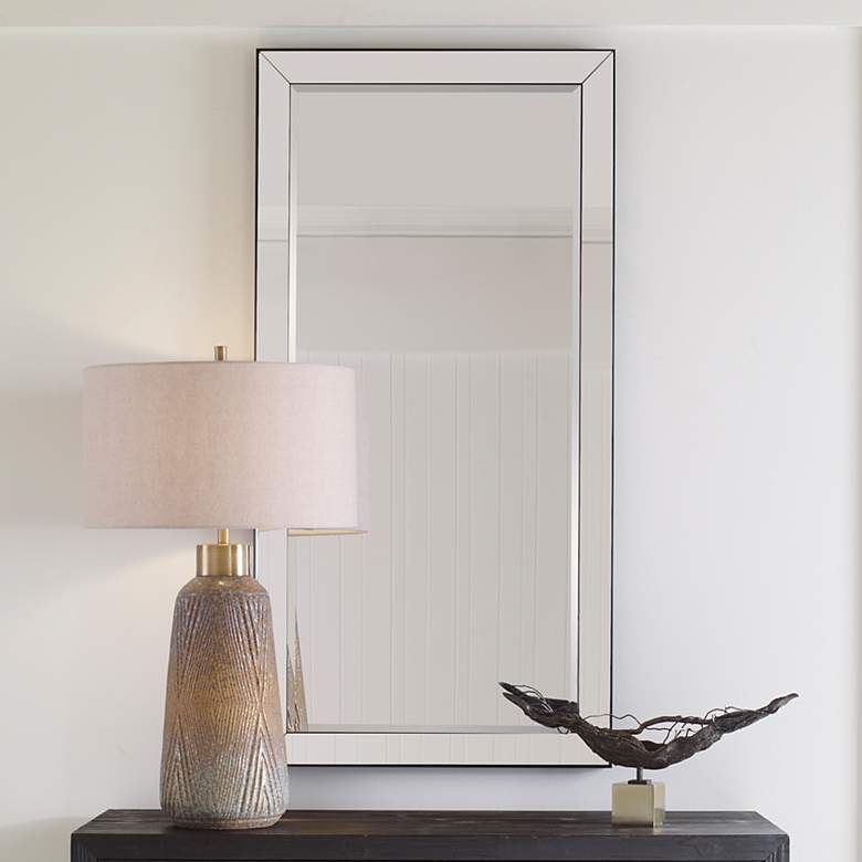 Image 1 Lytton Slim Black 24" x 48" Rectangular Wall Mirror