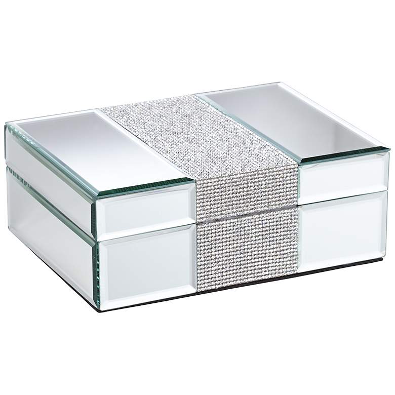Image 1 Lyza Rhinestone 8 1/4" Wide Mirrored Jewelry Box