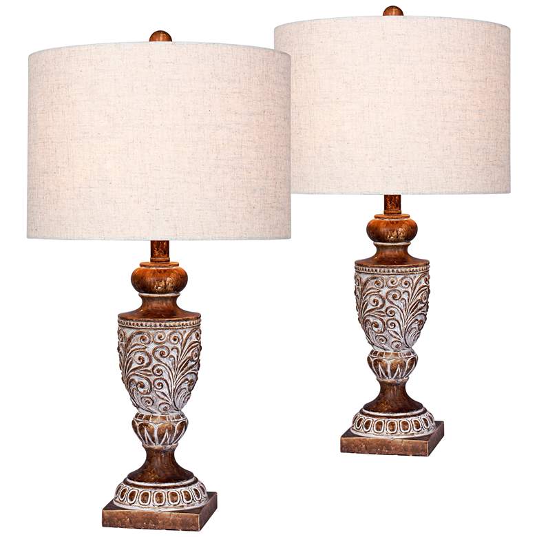 Image 1 Mabel Antique Brown Urn Table Lamp Set of 2