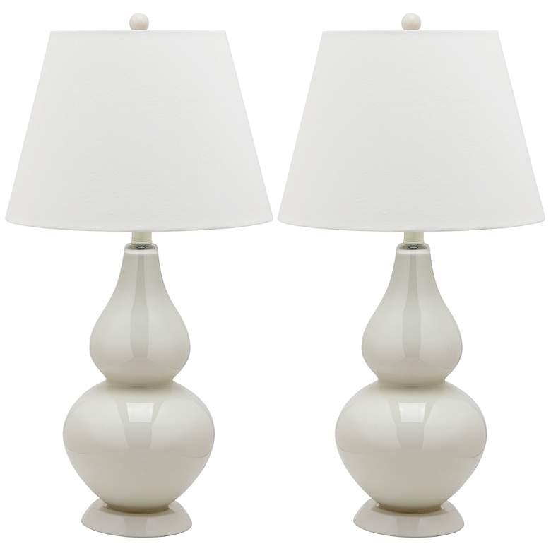 Image 1 Mabelle Gray Glass Table Lamps Set of 2