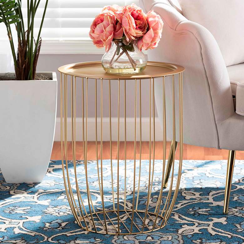 Image 1 Mabon 16 1/2" Wide Gold Metal Round End Table