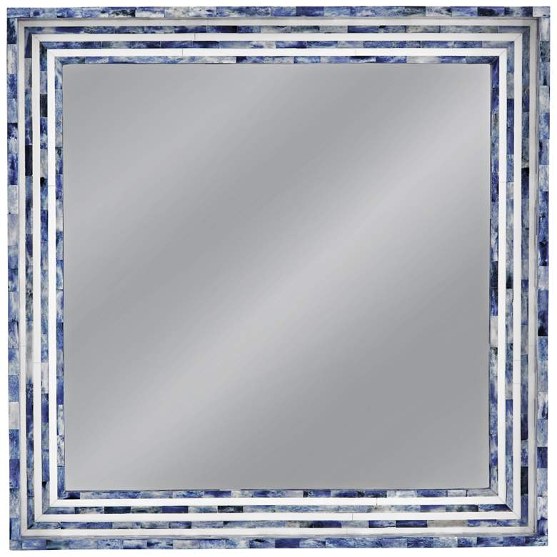 Image 1 Mabrey 36" x 36" Blue And Cream Wall Mirror