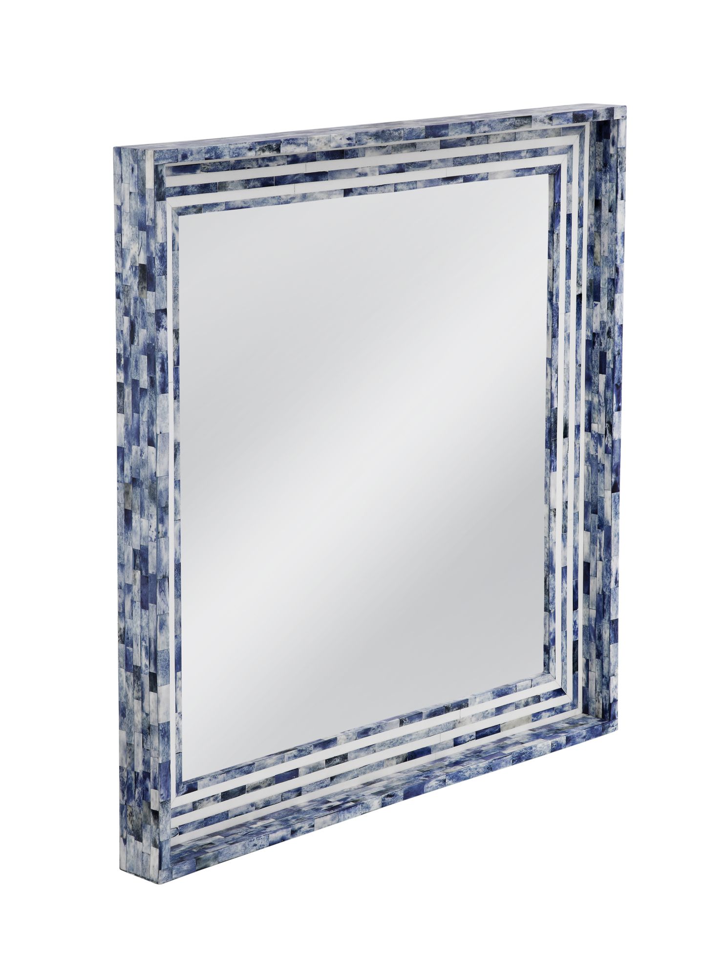 Image 2 Mabrey 36" x 36" Blue And Cream Wall Mirror more views
