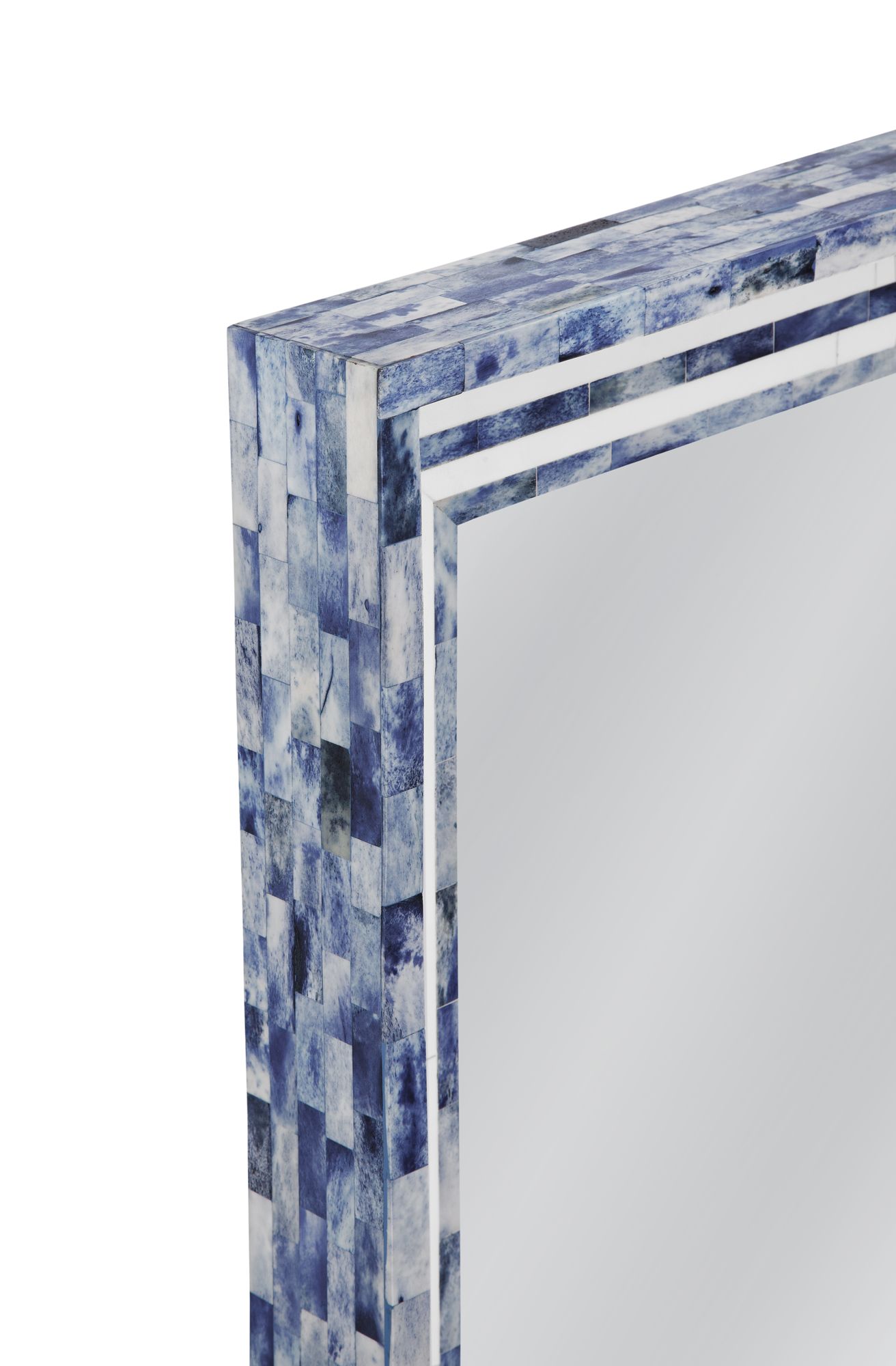 Image 3 Mabrey 36" x 36" Blue And Cream Wall Mirror more views