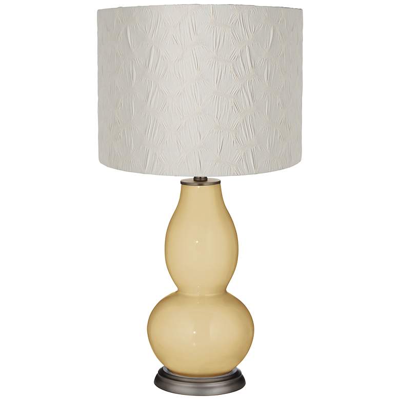 Image 1 Macadamia Cream Pleated Drum Shade Double Gourd Table Lamp