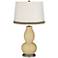 Macadamia Double Gourd Table Lamp with Wave Braid Trim