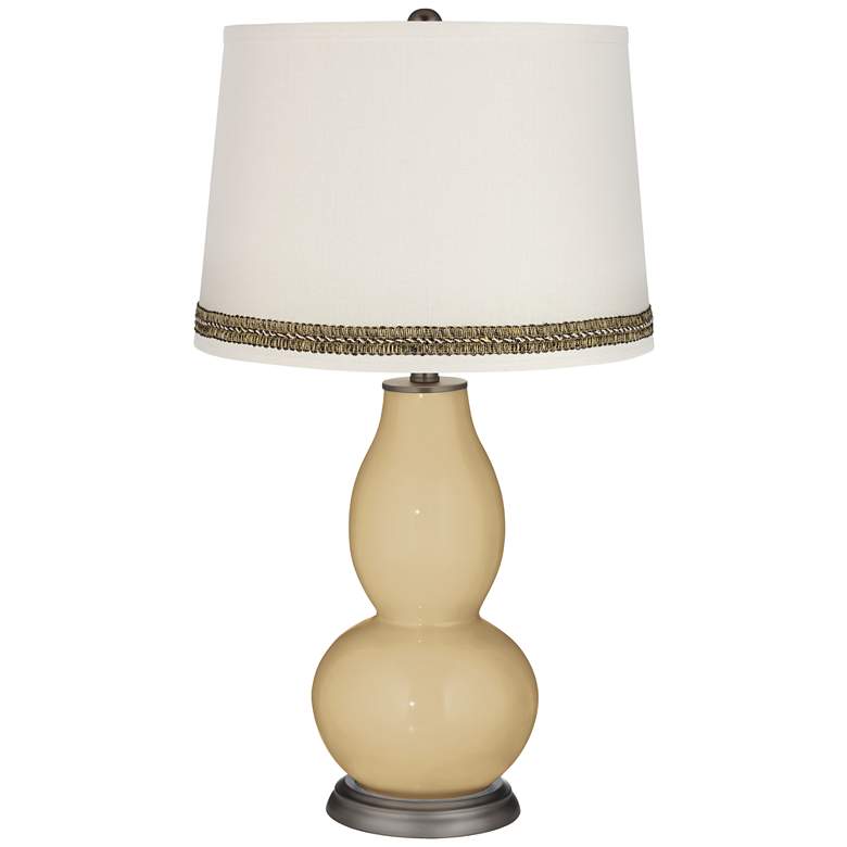 Image 1 Macadamia Double Gourd Table Lamp with Wave Braid Trim