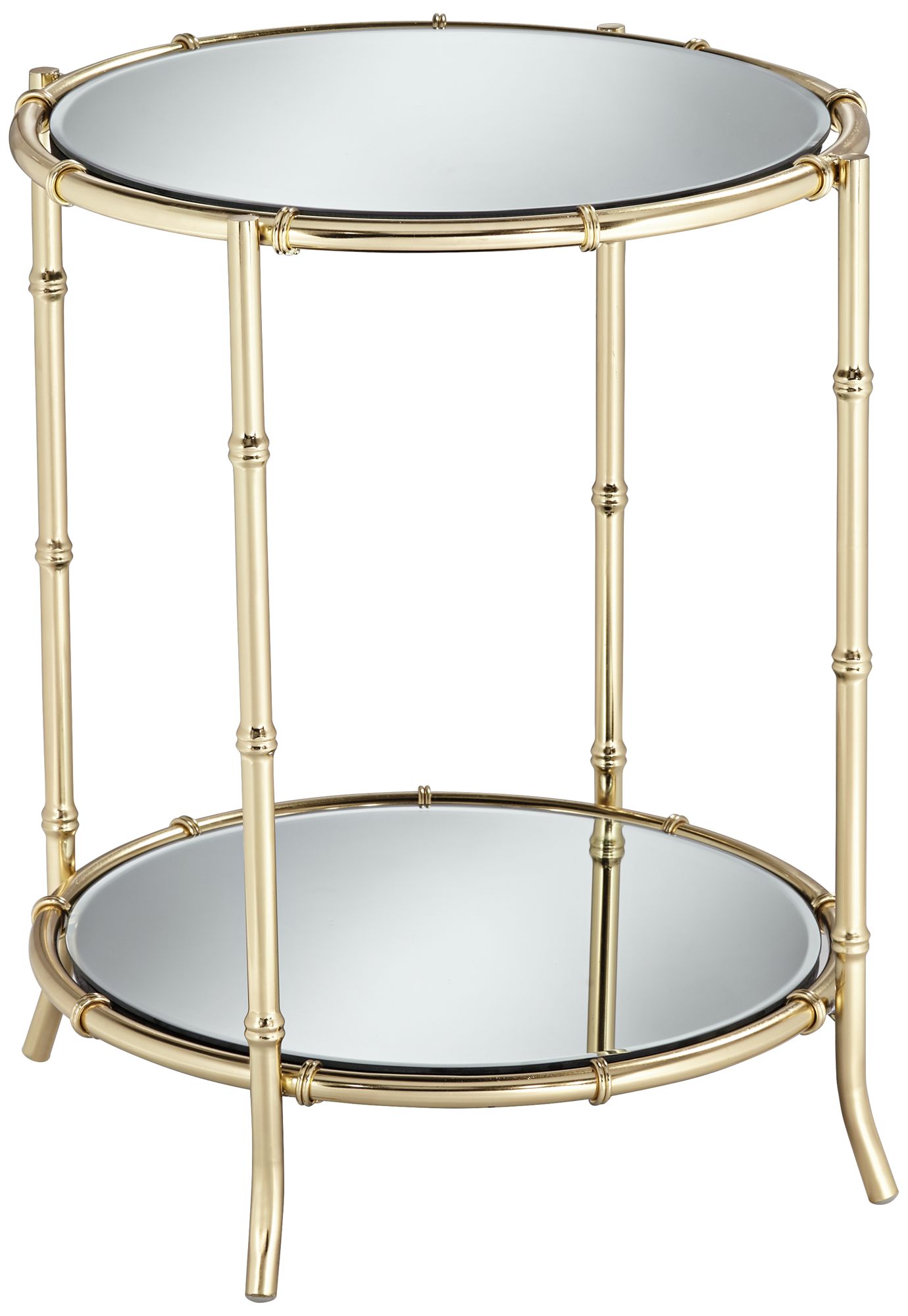 Macau 22" High Gold and Mirrored Accent Table