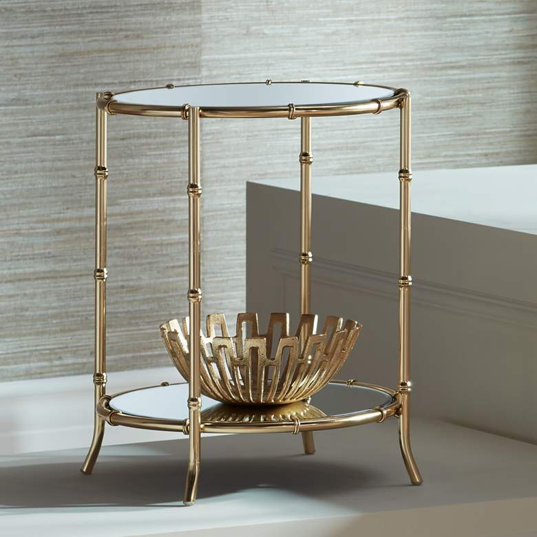 Image 1 Macau 22 inch High Gold and Mirrored Accent Table