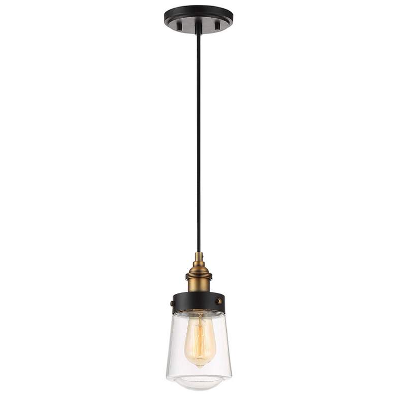 Image 1 Macauley 1-Light Mini-Pendant in Vintage Black with Warm Brass