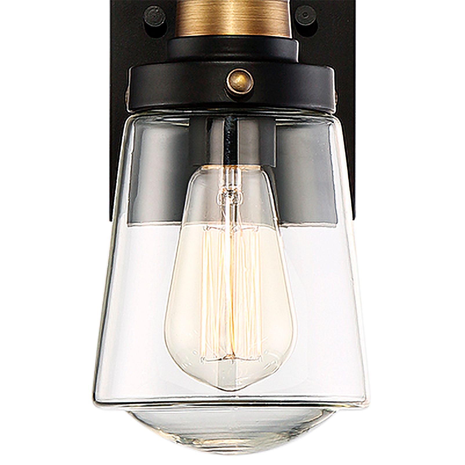 Image 2 Macauley 1-Light Outdoor Wall Lantern in Vintage Black with Warm Brass more views