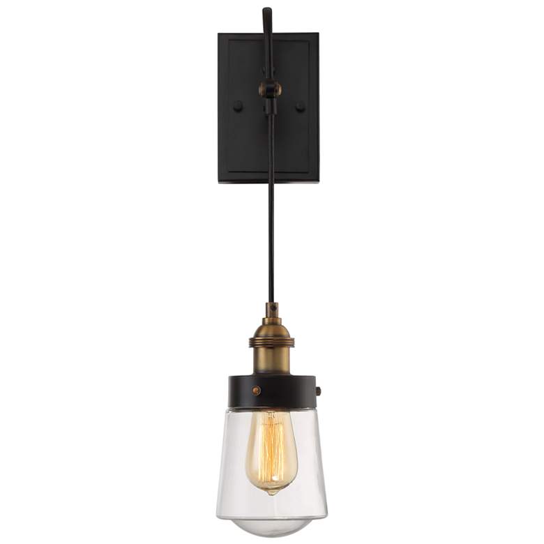 Image 1 Macauley 1-Light Wall Sconce in Vintage Black with Warm Brass