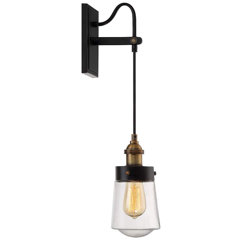 Image 3 Macauley 1-Light Wall Sconce in Vintage Black with Warm Brass more views