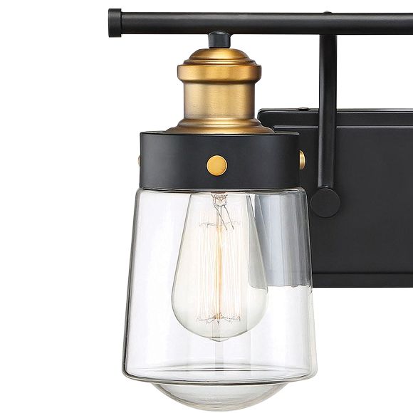 Image 2 Macauley 2-Light Bathroom Vanity Light in Vintage Black with Warm Brass more views