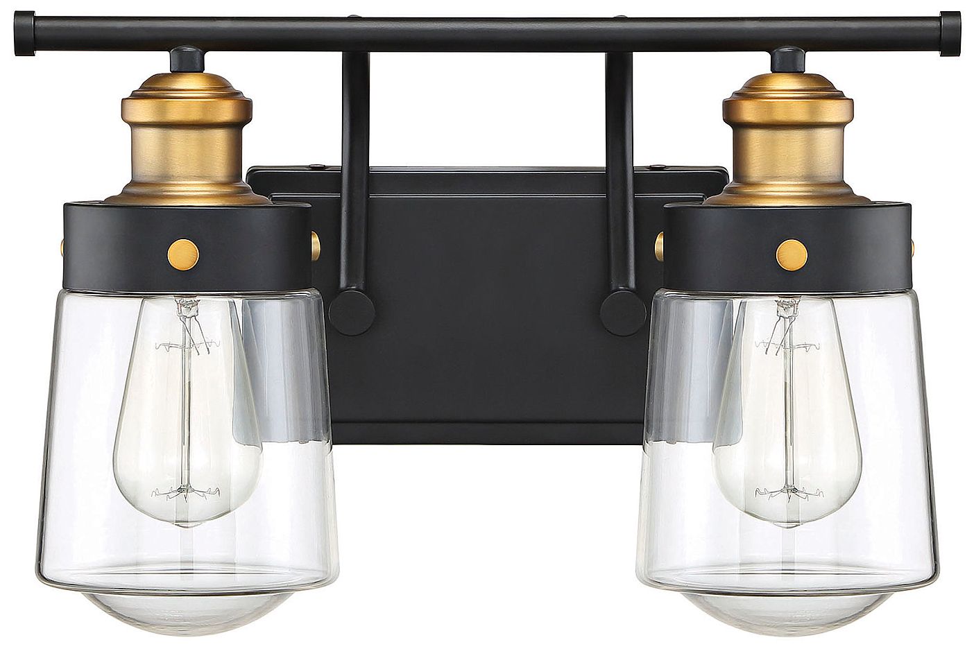 Image 3 Macauley 2-Light Bathroom Vanity Light in Vintage Black with Warm Brass more views