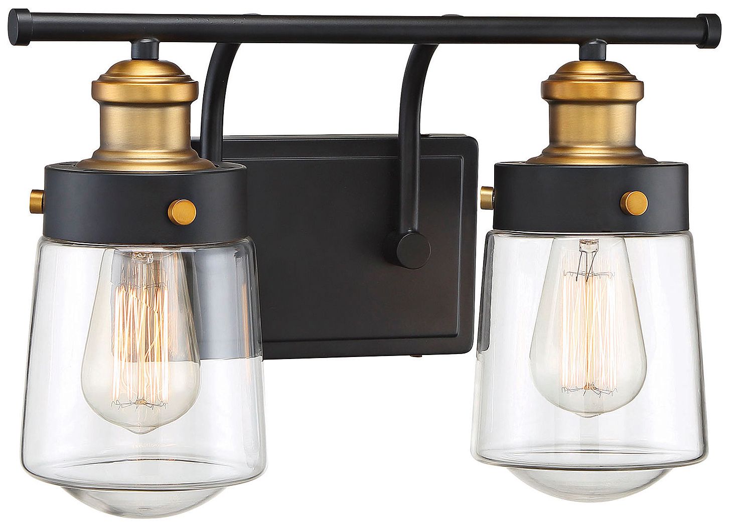 Image 4 Macauley 2-Light Bathroom Vanity Light in Vintage Black with Warm Brass more views