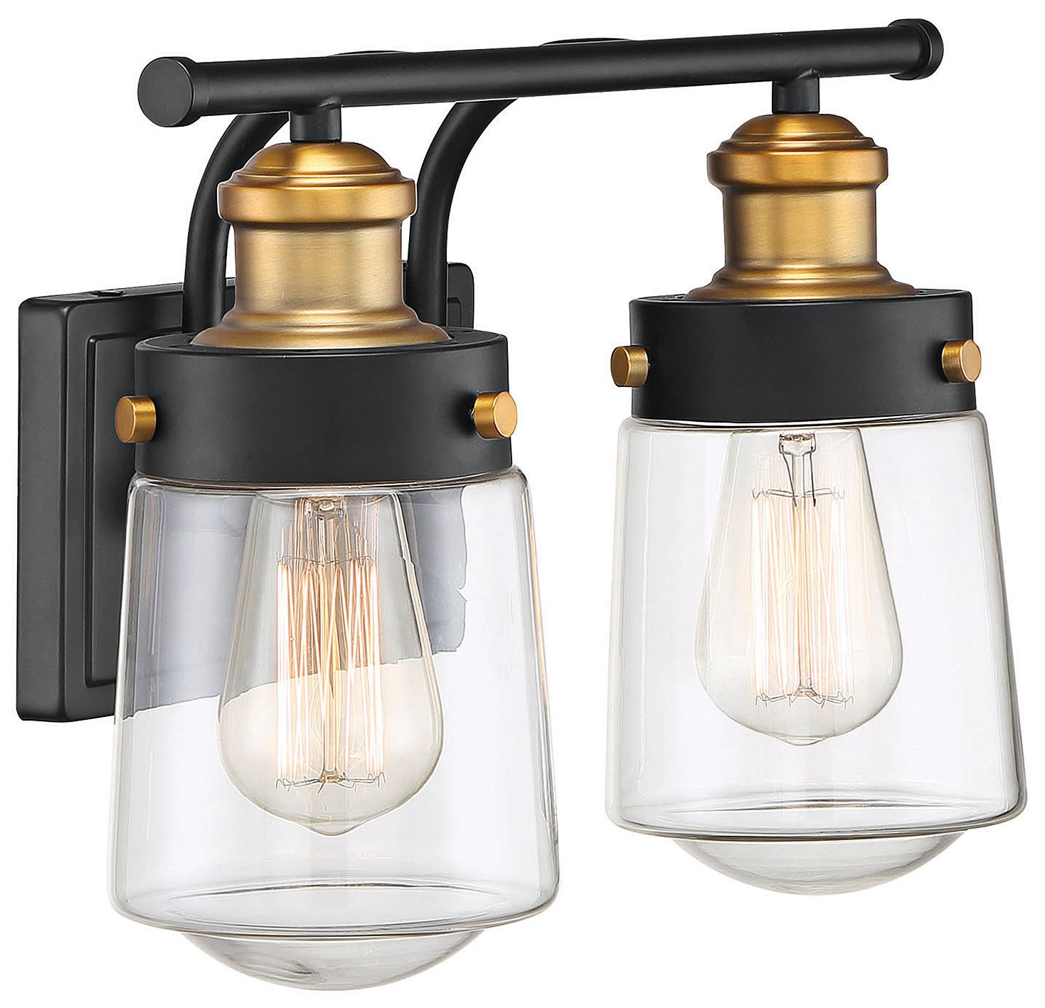 Image 5 Macauley 2-Light Bathroom Vanity Light in Vintage Black with Warm Brass more views
