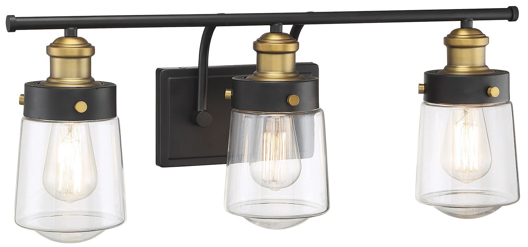 Image 3 Macauley 3-Light Bathroom Vanity Light in Vintage Black with Warm Brass more views