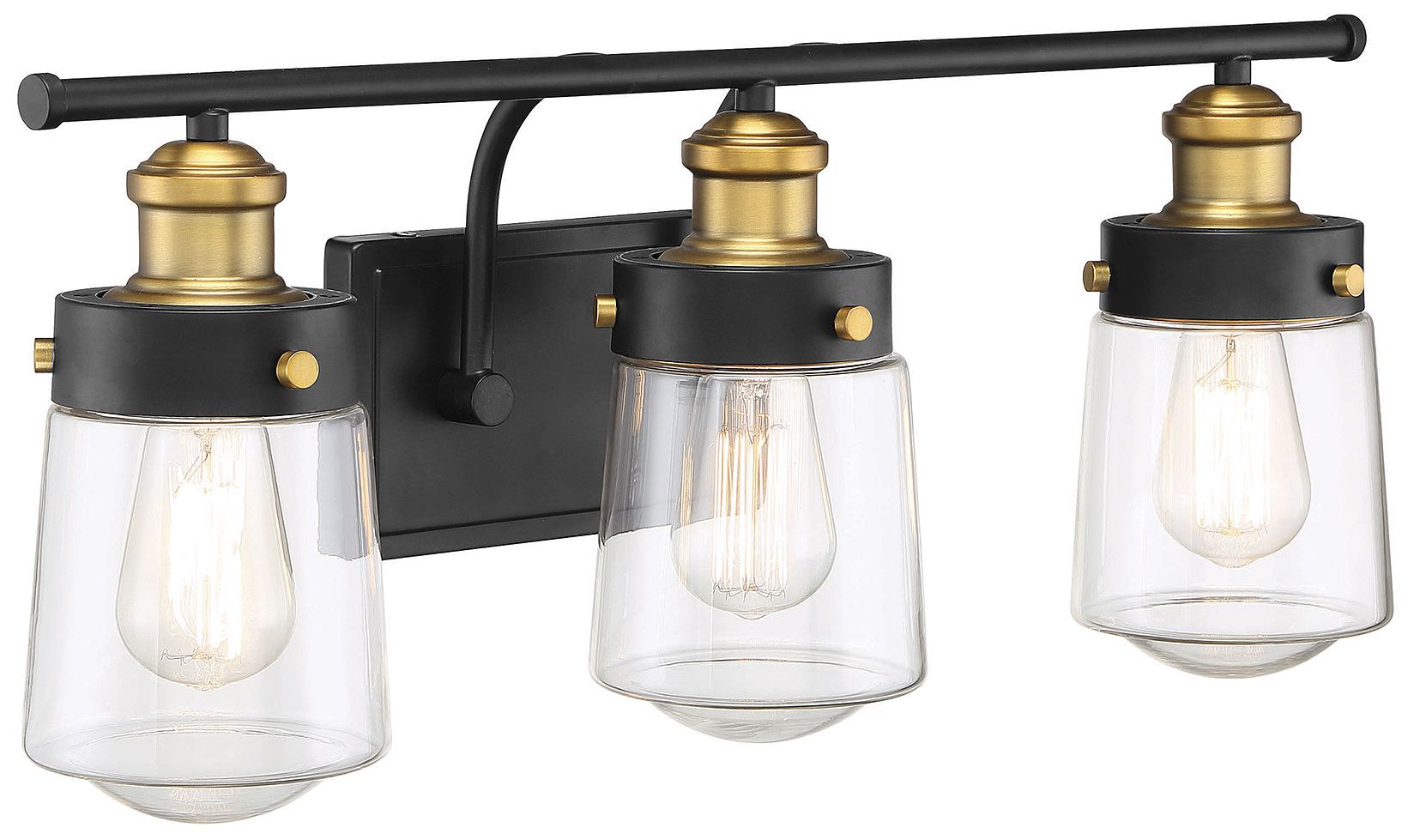 Image 4 Macauley 3-Light Bathroom Vanity Light in Vintage Black with Warm Brass more views