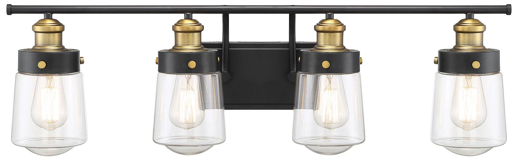 Macauley 4-Light Bathroom Vanity Light in Vintage Black with Warm Brass