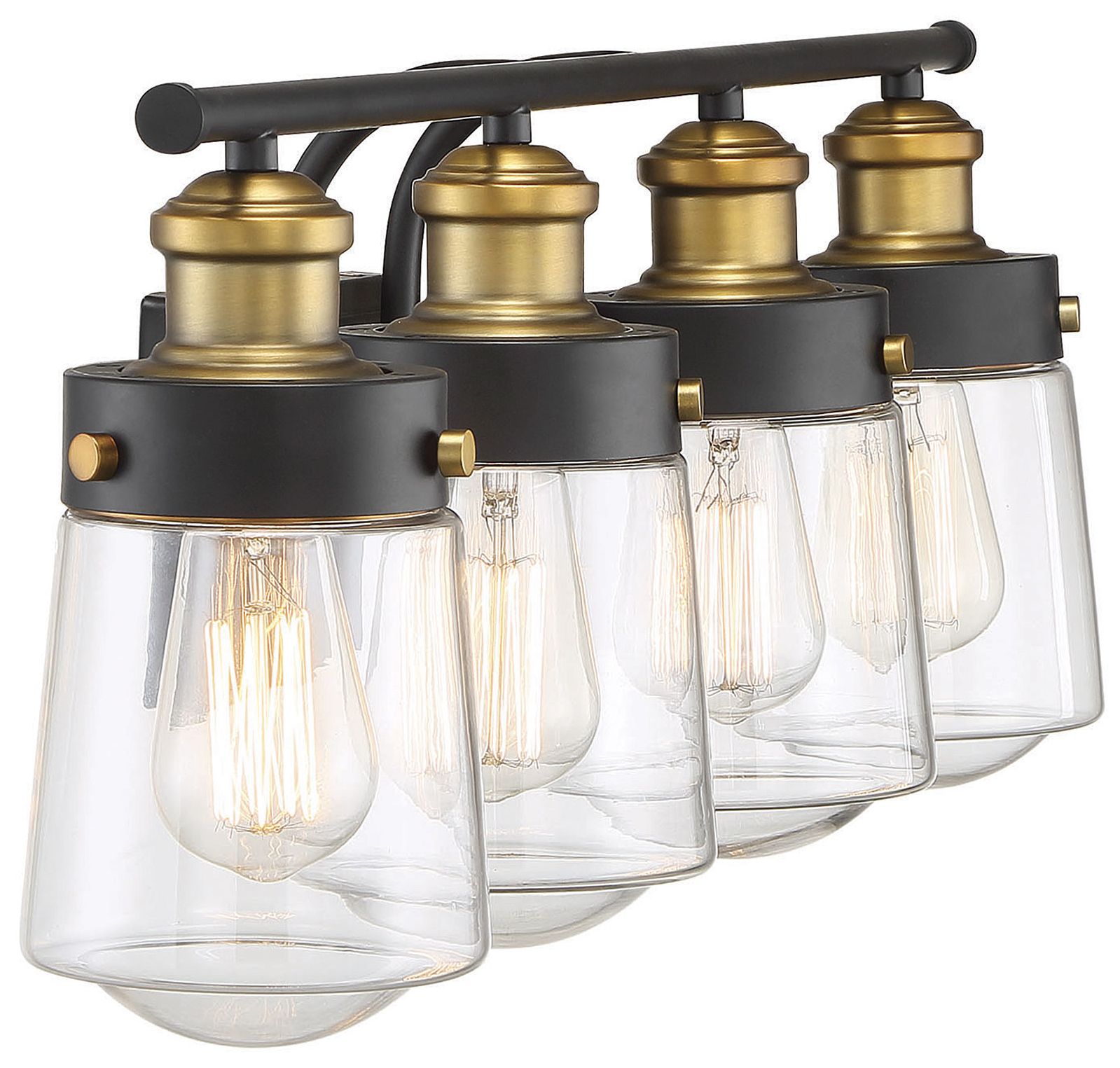 Image 4 Macauley 4-Light Bathroom Vanity Light in Vintage Black with Warm Brass more views