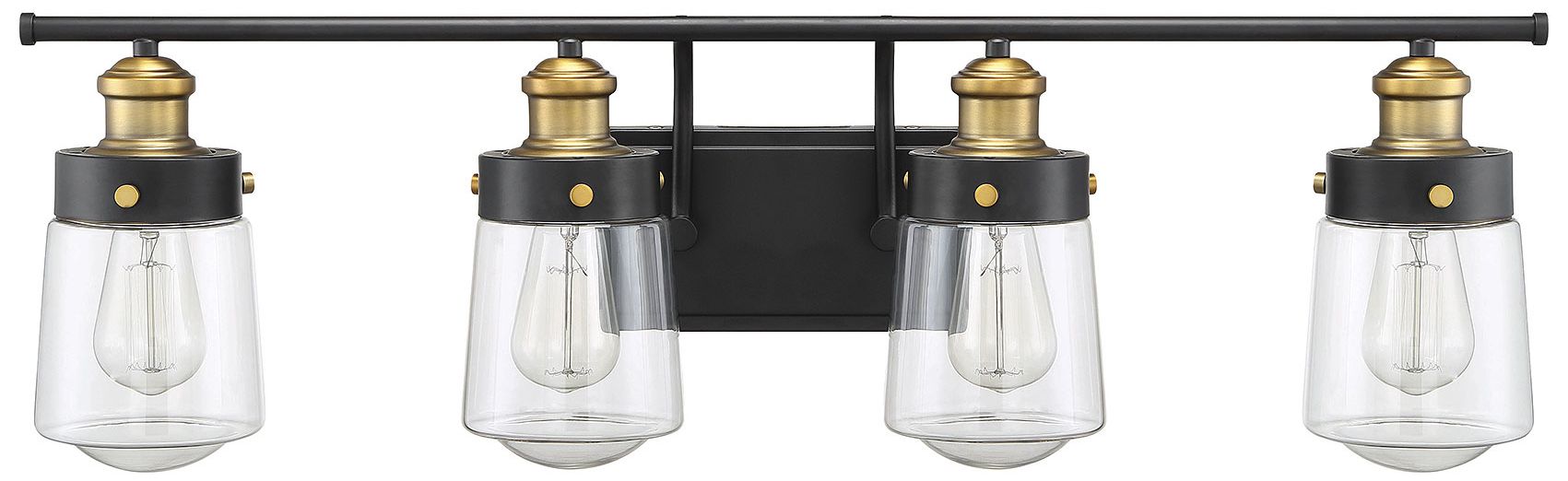 Image 6 Macauley 4-Light Bathroom Vanity Light in Vintage Black with Warm Brass more views